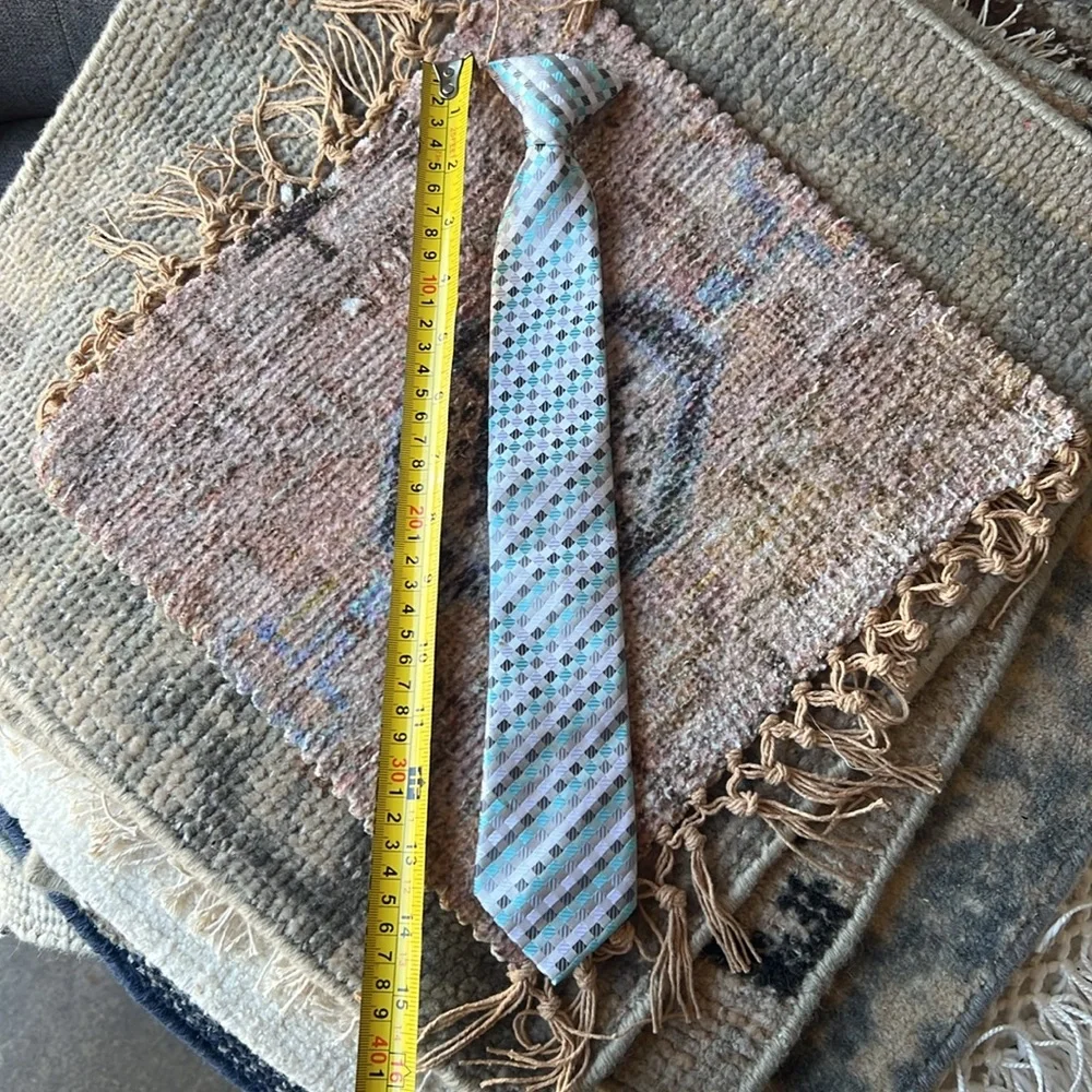 Vintage Kids Awesome Clip-on Tie - Blue, Grey and White